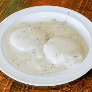 Two Biscuits and Sausage Gravy