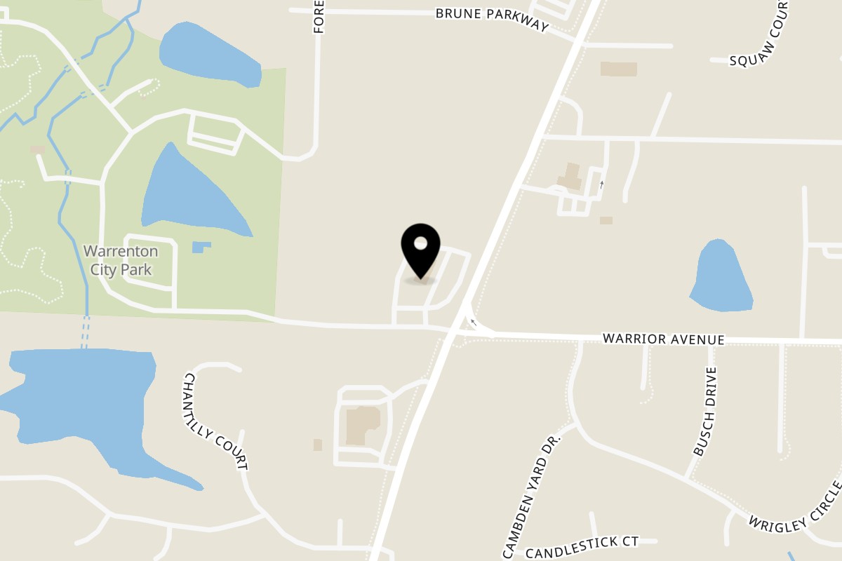 Map showing the location of HWY 47 KITCHEN on 703 Warrior Ave in Warrenton